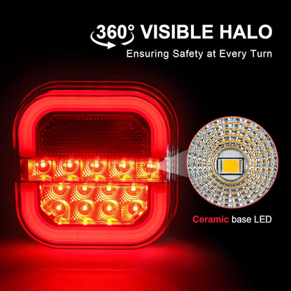 Wireless Trailer Lights for Towing, Magnetic LED Trailer Light for Truck RV, Rechargeable Tail Tow Lights Kit for Camper Boat Caravan Turn Signal Brake Running Stop, IP67 Waterproof