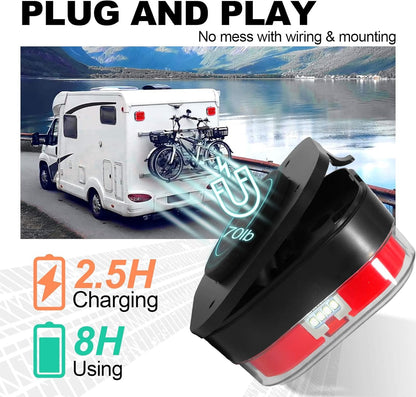 Wireless Trailer Lights for Towing, Magnetic LED Trailer Light for Truck RV, Rechargeable Tail Tow Lights Kit for Camper Boat Caravan Turn Signal Brake Running Stop, IP67 Waterproof