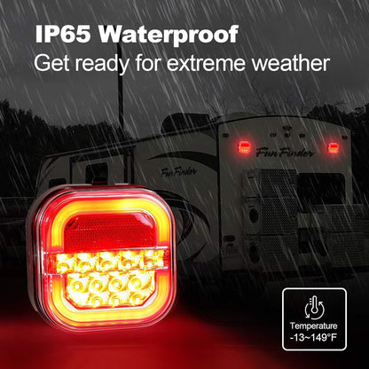 Wireless Trailer Lights for Towing, Magnetic LED Trailer Light for Truck RV, Rechargeable Tail Tow Lights Kit for Camper Boat Caravan Turn Signal Brake Running Stop, IP67 Waterproof